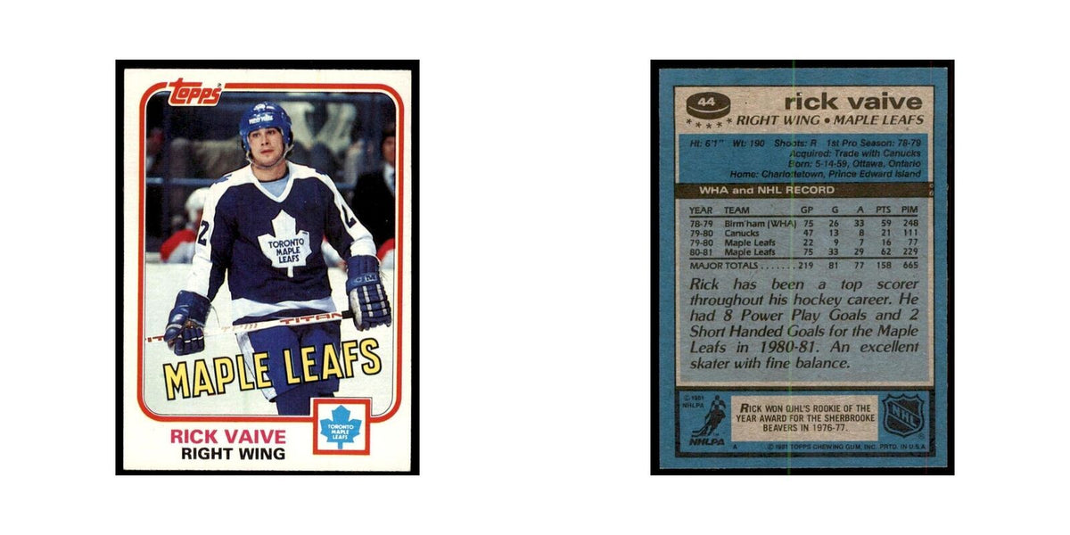 1981 Topps Rick Vaive Hockey Cards #44