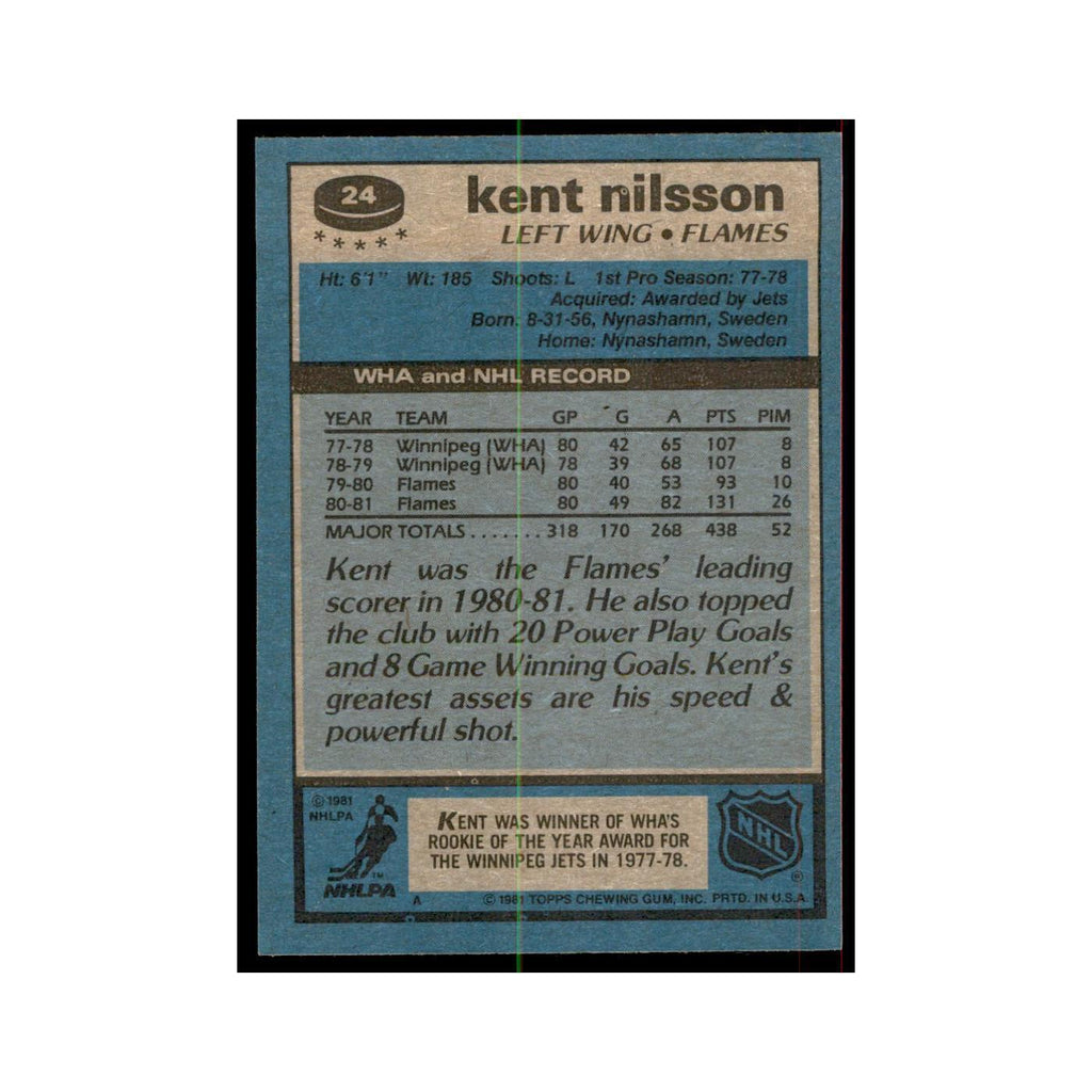 1981 Topps Kent Nilsson Hockey Cards #24