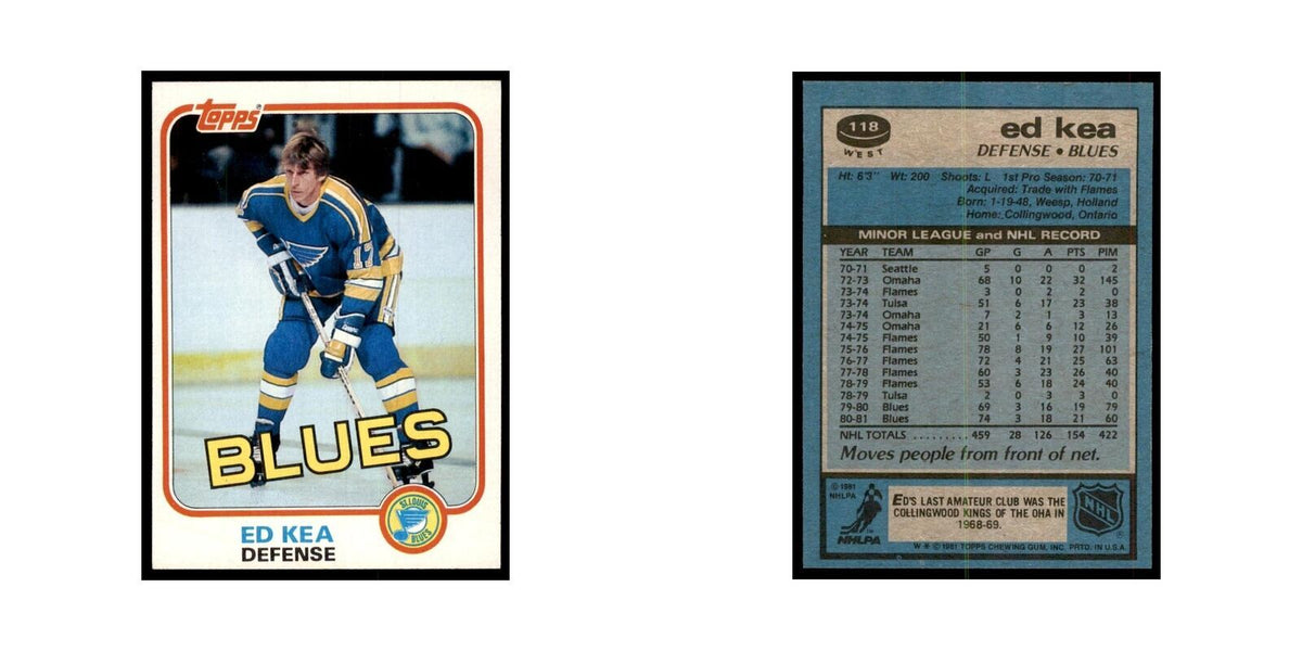 1981 Topps Ed Kea Hockey Cards #W118