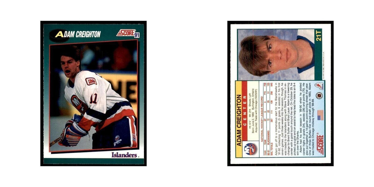1991 Score Rookie and Traded Adam Creighton New York Islanders #21T