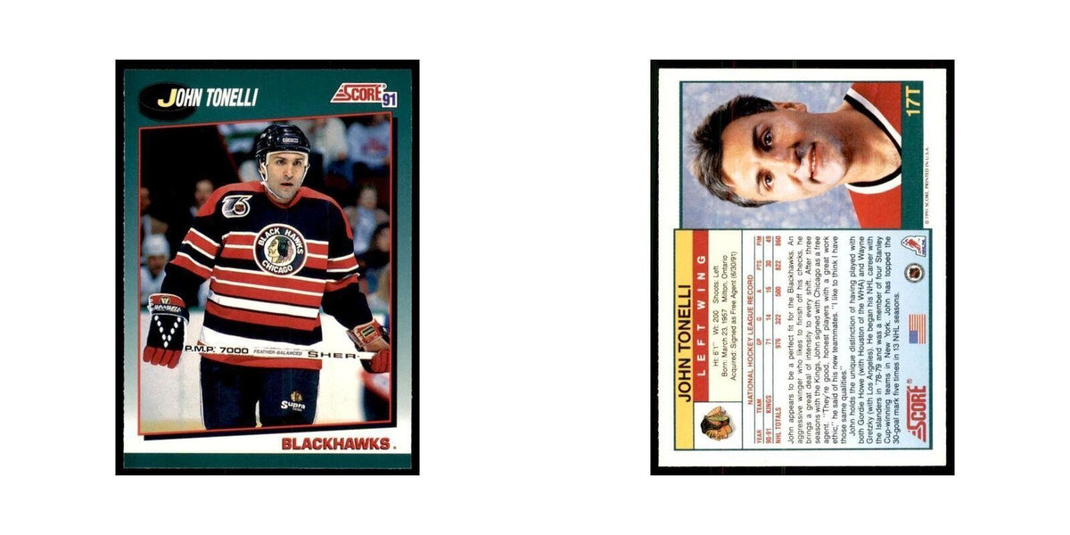 1991 Score Rookie and Traded John Tonelli Chicago Blackhawks #17T