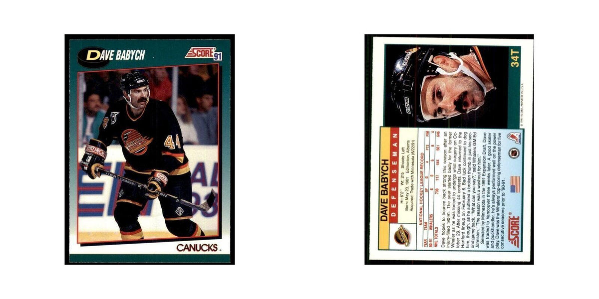 1991 Score Rookie and Traded Dave Babych Vancouver Canucks #34T