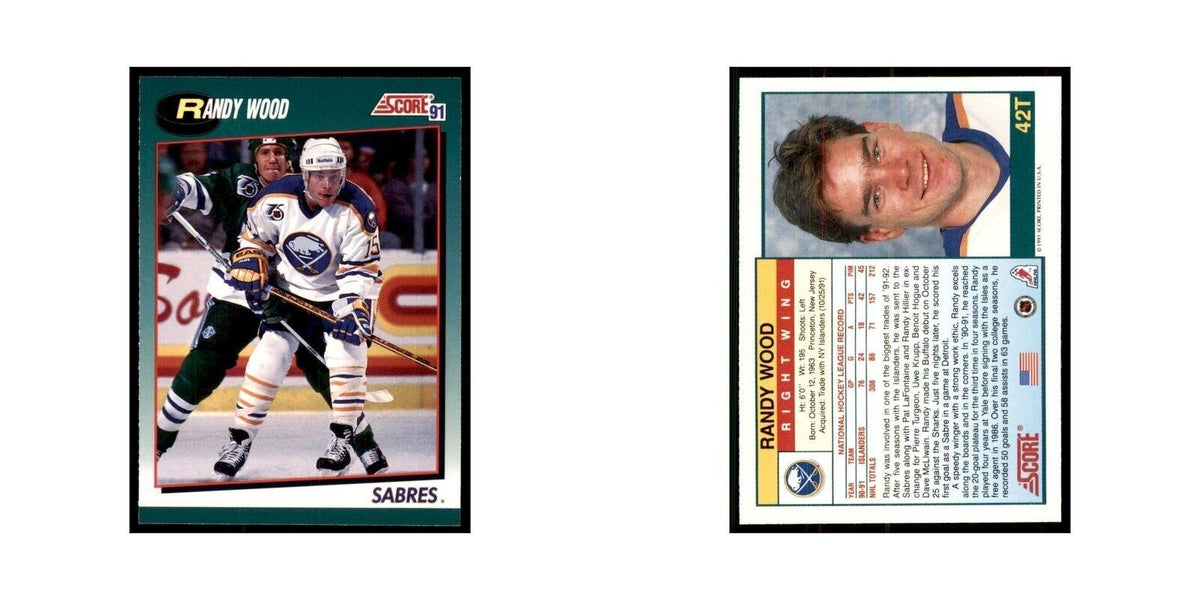 1991 Score Rookie and Traded Randy Wood Buffalo Sabres #42T