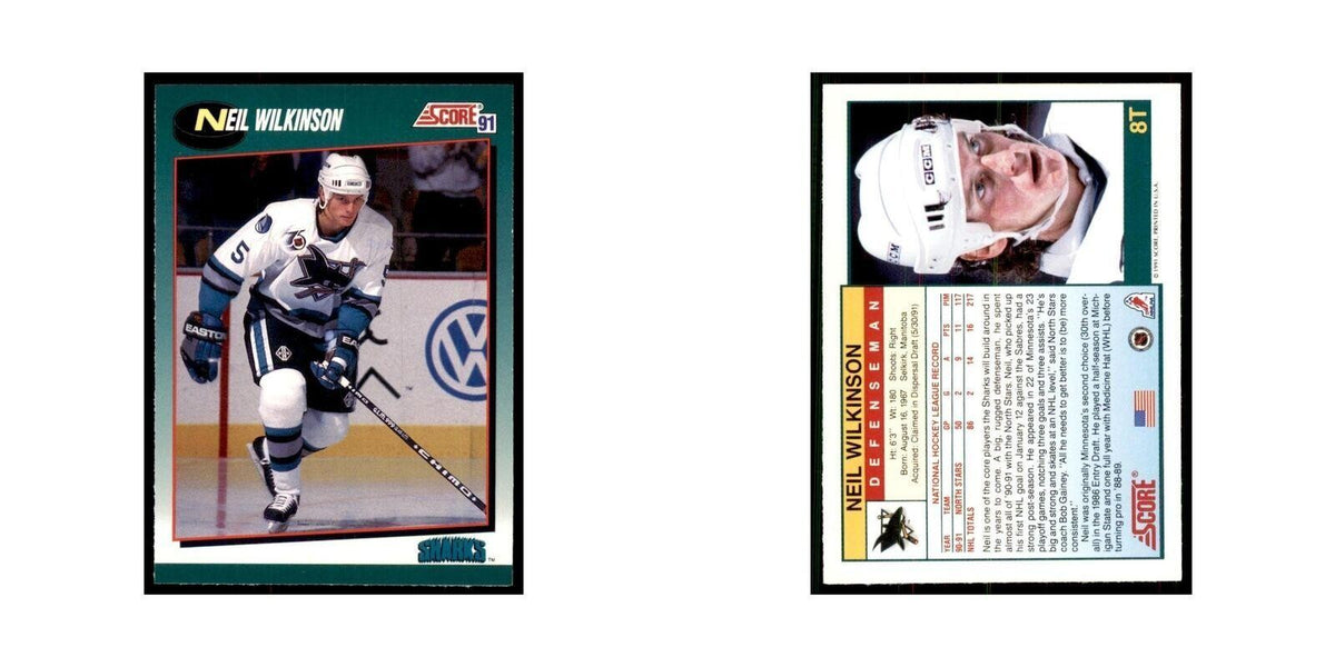 1991 Score Rookie and Traded Neil Wilkinson San Jose Sharks #8T