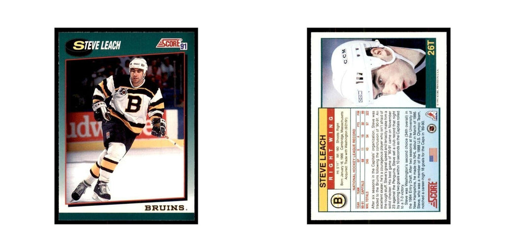 1991 Score Rookie and Traded Steve Leach Boston Bruins #26T