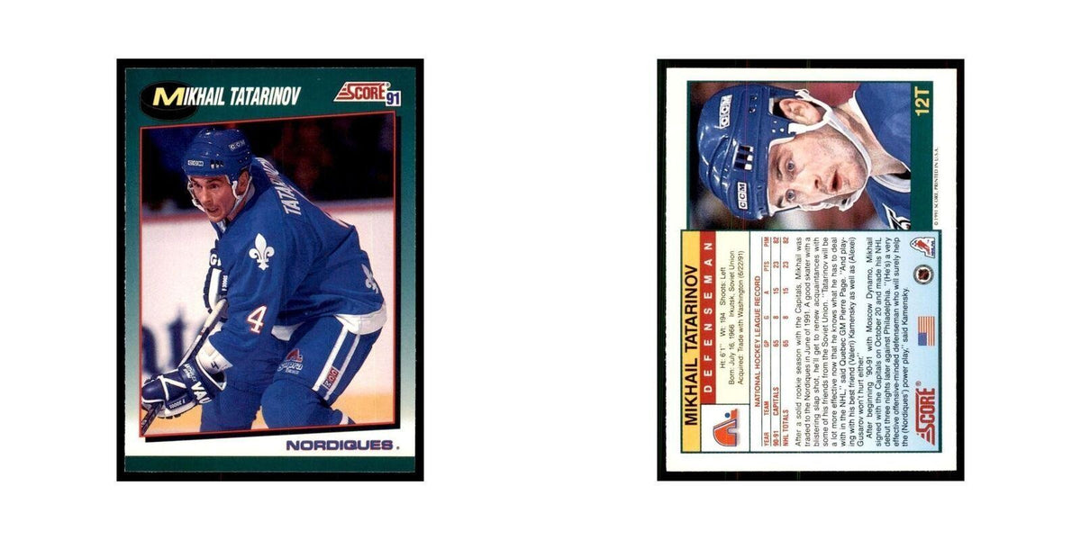1991 Score Rookie and Traded Mikhail Tatarinov Quebec Nordiques #12T