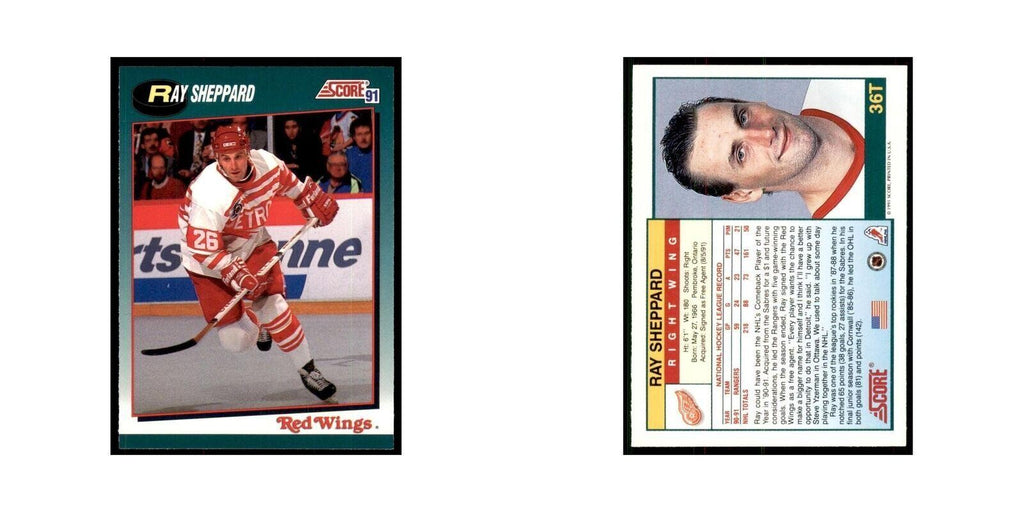 1991 Score Rookie and Traded Ray Sheppard Detroit Red Wings #36T