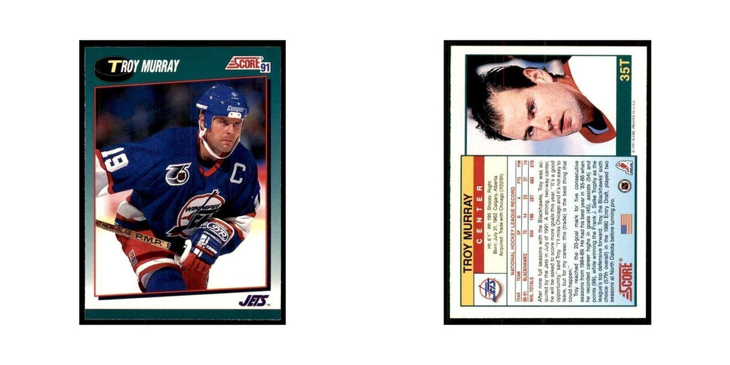 1991 Score Rookie and Traded Troy Murray Winnipeg Jets #35T