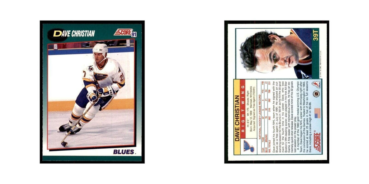 1991 Score Rookie and Traded Dave Christian St. Louis Blues #39T