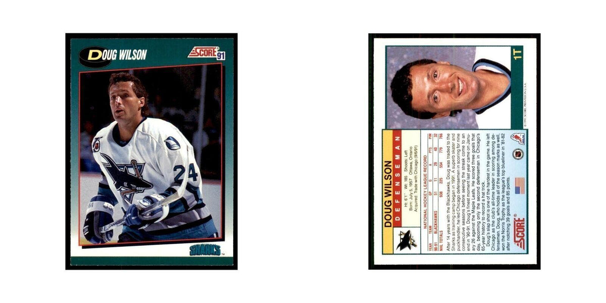 1991 Score Rookie and Traded Doug Wilson San Jose Sharks #1T