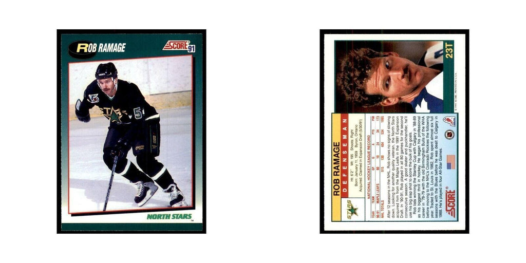 1991 Score Rookie and Traded Rob Ramage Minnesota North Stars #23T