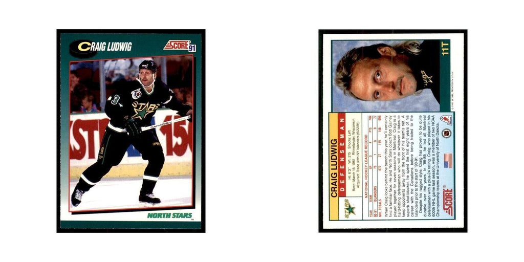 1991 Score Rookie and Traded Craig Ludwig Minnesota North Stars #11T