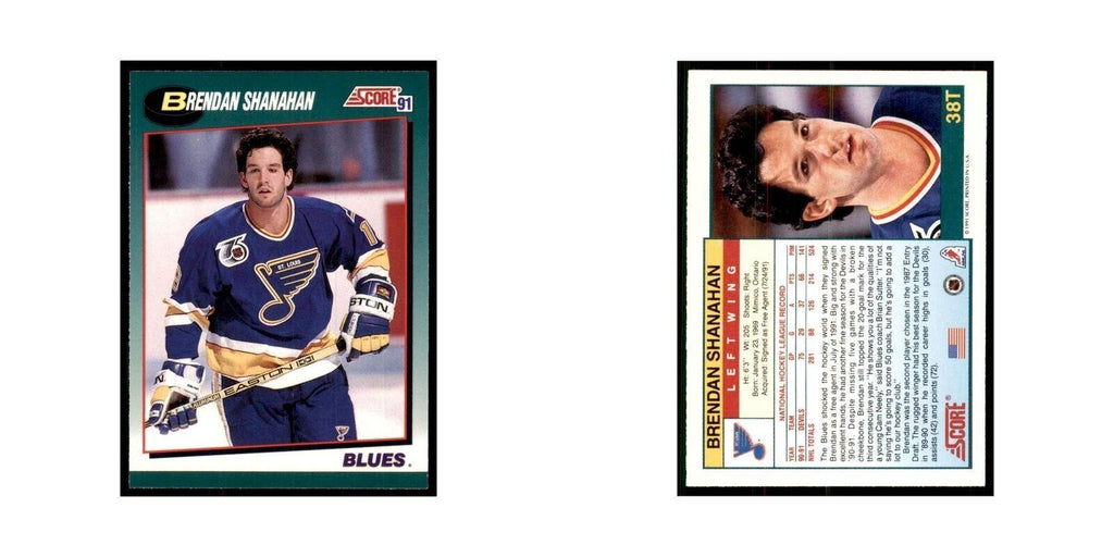 1991 Score Rookie and Traded Brendan Shanahan St. Louis Blues #38T