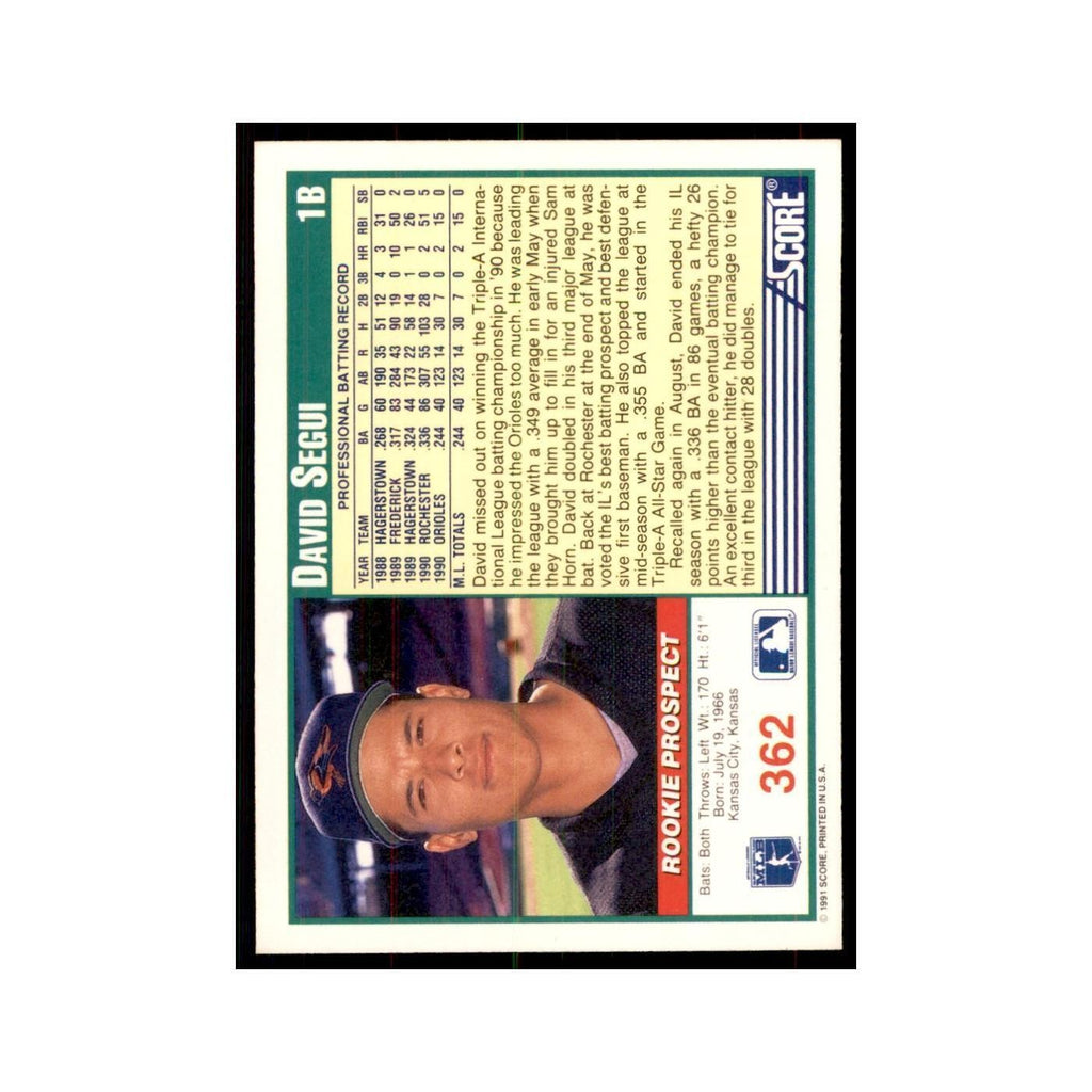 1991 Score David Segui Baseball Cards #362