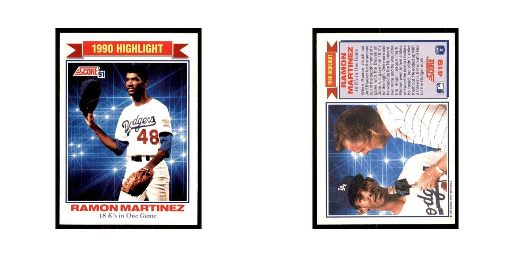 1991 Score Ramon Martinez Baseball Cards #419