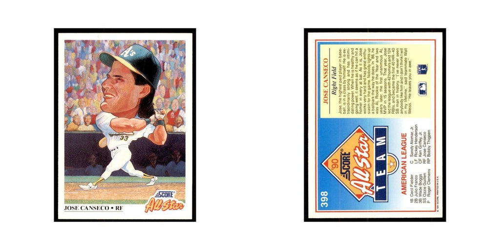 1991 Score Jose Canseco Baseball Cards #398