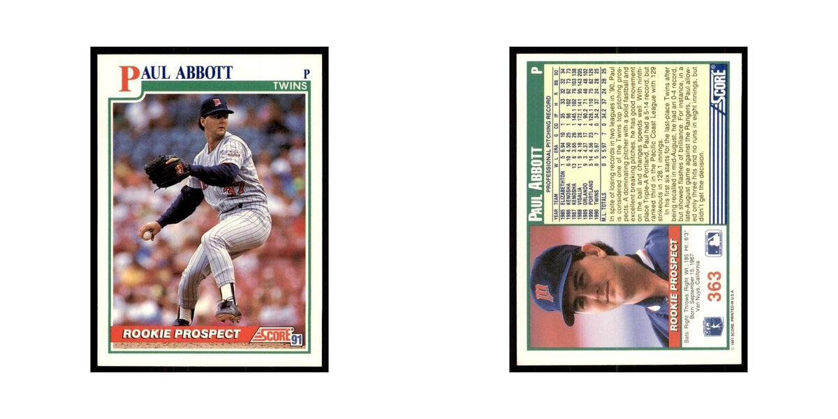 1991 Score Paul Abbott Baseball Cards #363