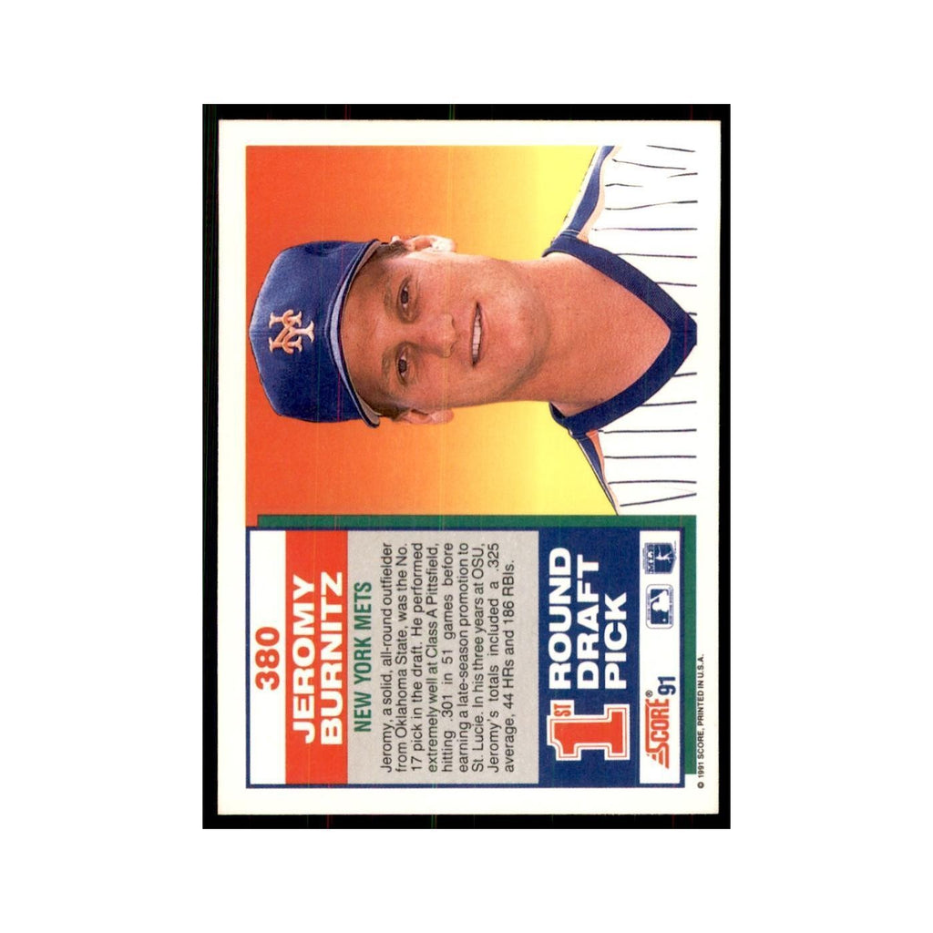 1991 Score Jeromy Burnitz Baseball Cards #380