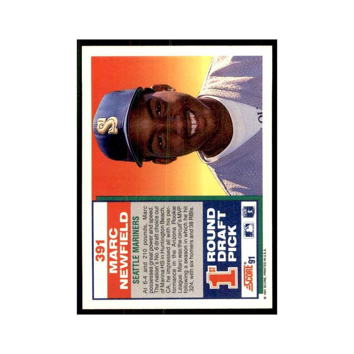 1991 Score Marc Newfield Baseball Cards #391