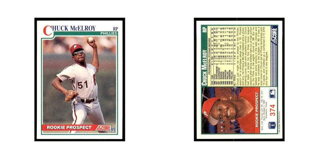1991 Score Chuck McElroy Baseball Cards #374