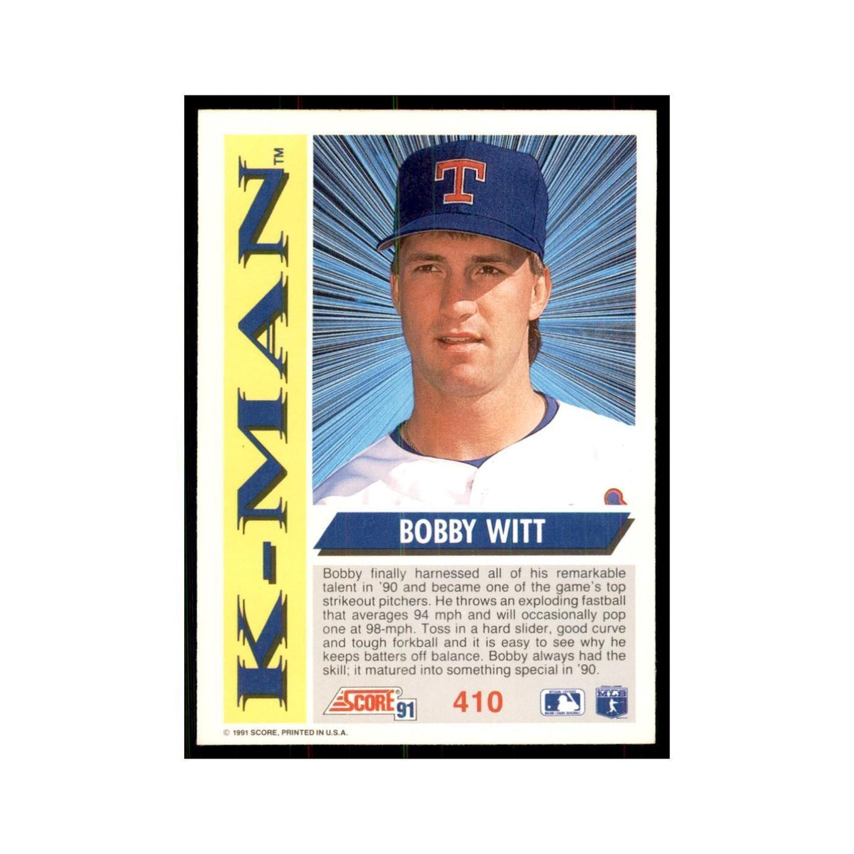 1991 Score Bobby Witt Baseball Cards #410