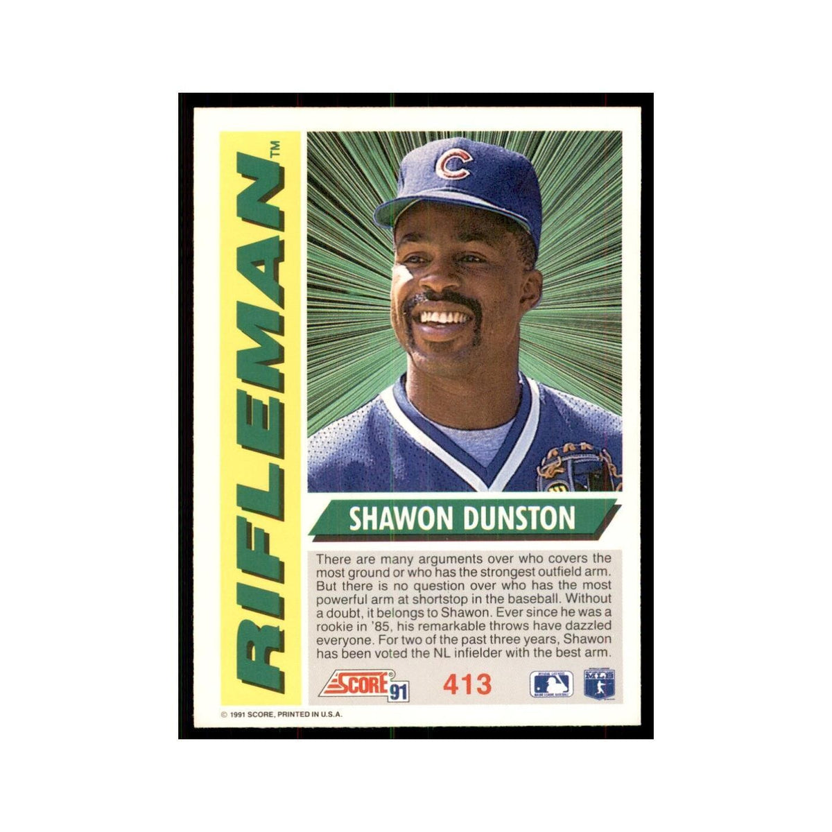 1991 Score Shawon Dunston Baseball Cards #413