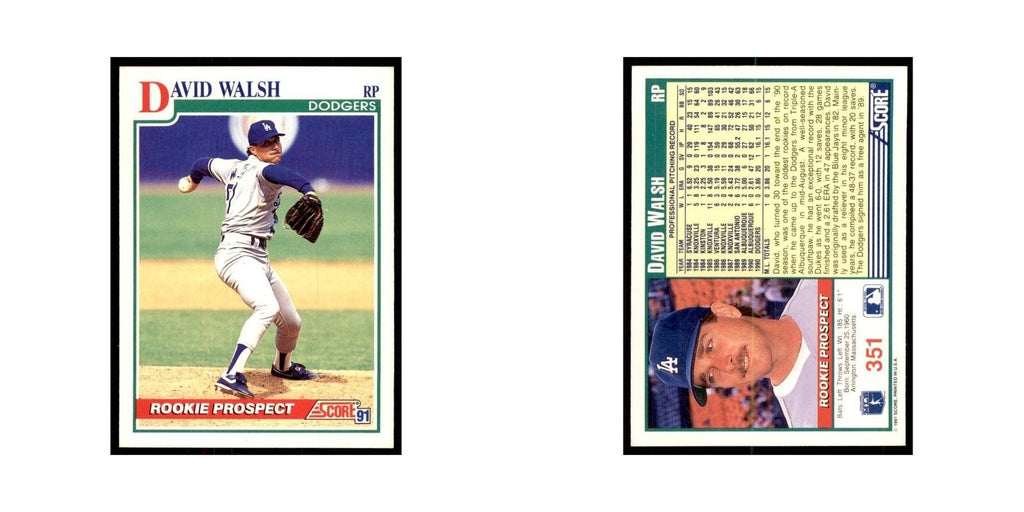 1991 Score Dave Walsh Baseball Cards #351