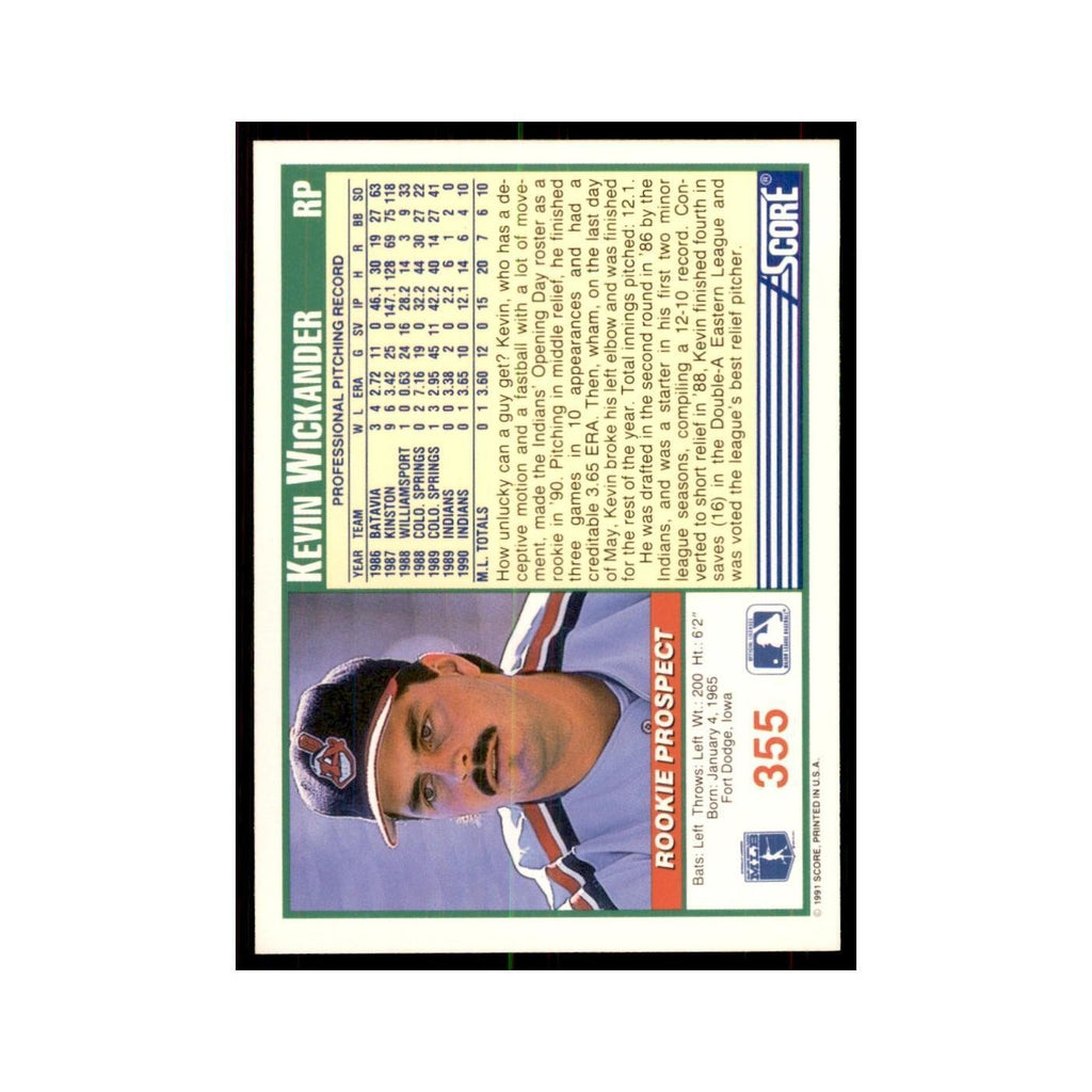 1991 Score Kevin Wickander Baseball Cards #355