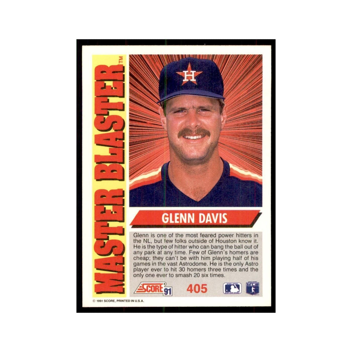 1991 Score Glenn Davis Baseball Cards #405