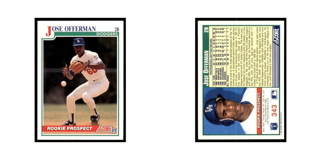 1991 Score Jose Offerman Baseball Cards #343