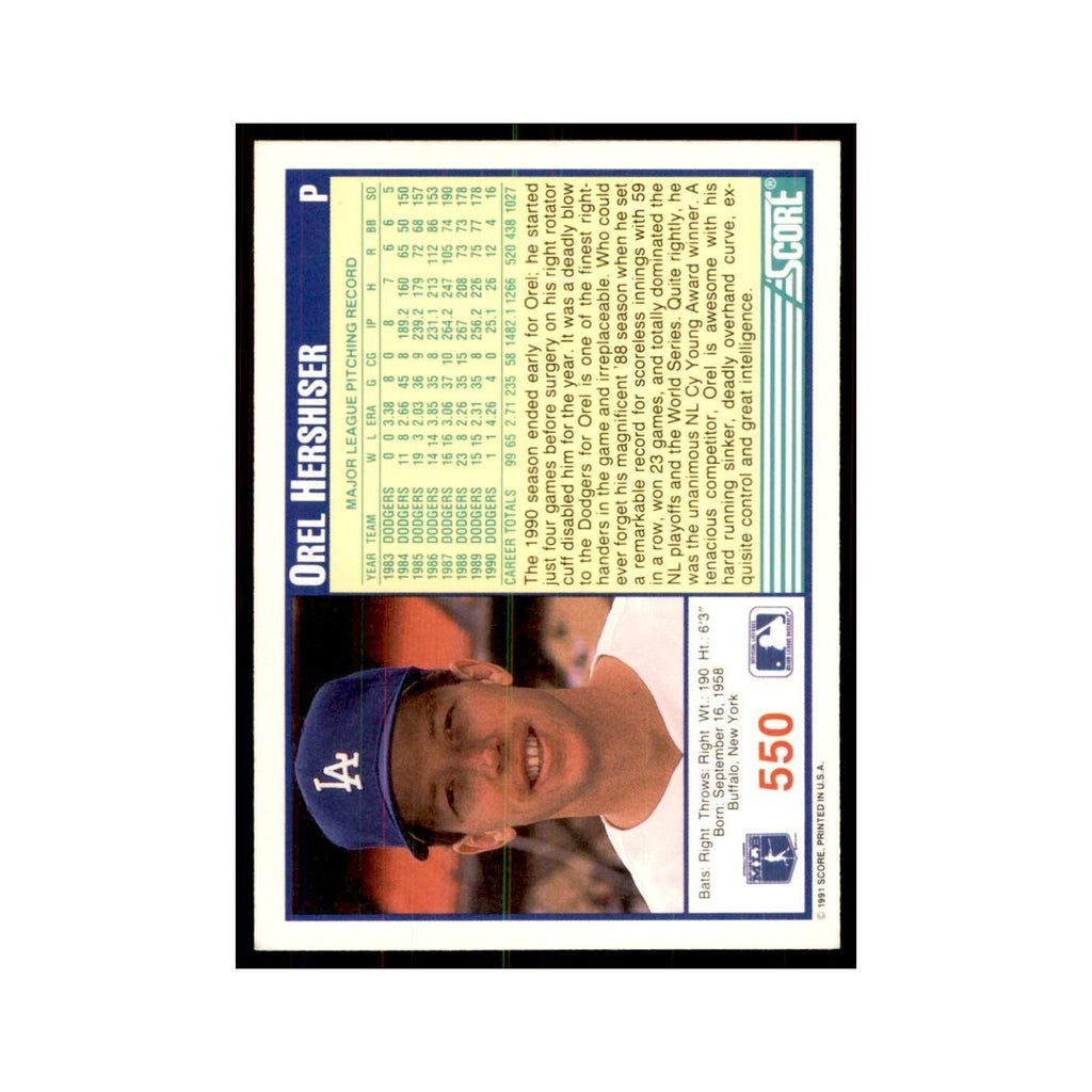 1991 Score Orel Hershiser Baseball Cards #550