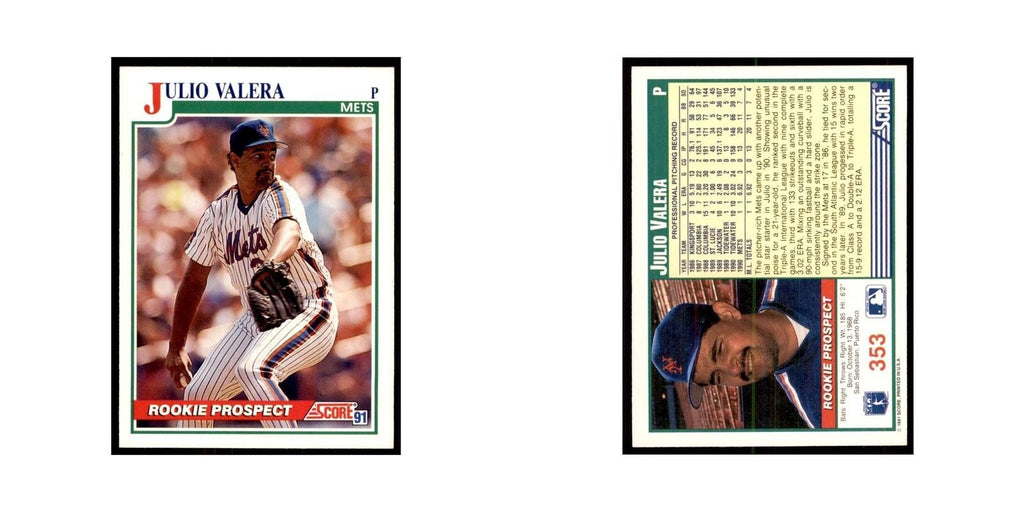 1991 Score Julio Valera Baseball Cards #353