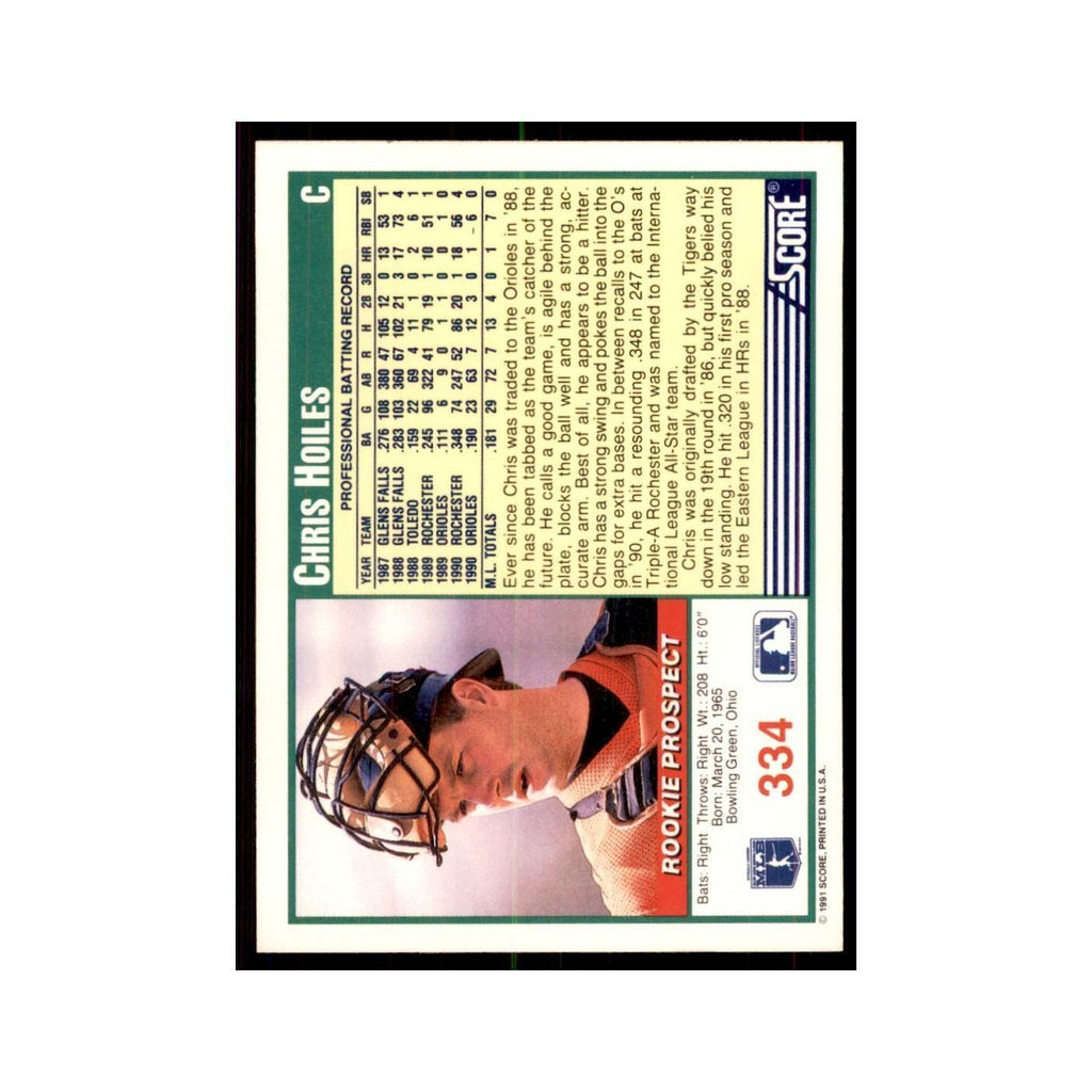 1991 Score Chris Hoiles Baseball Cards #334