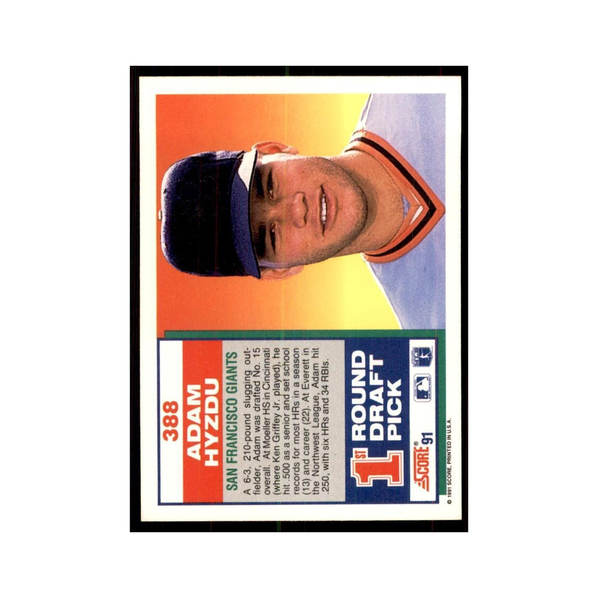 1991 Score Adam Hyzdu Baseball Cards #388