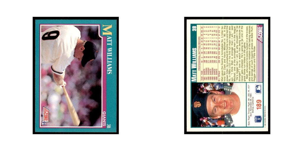 1991 Score Matt Williams Baseball Cards #189