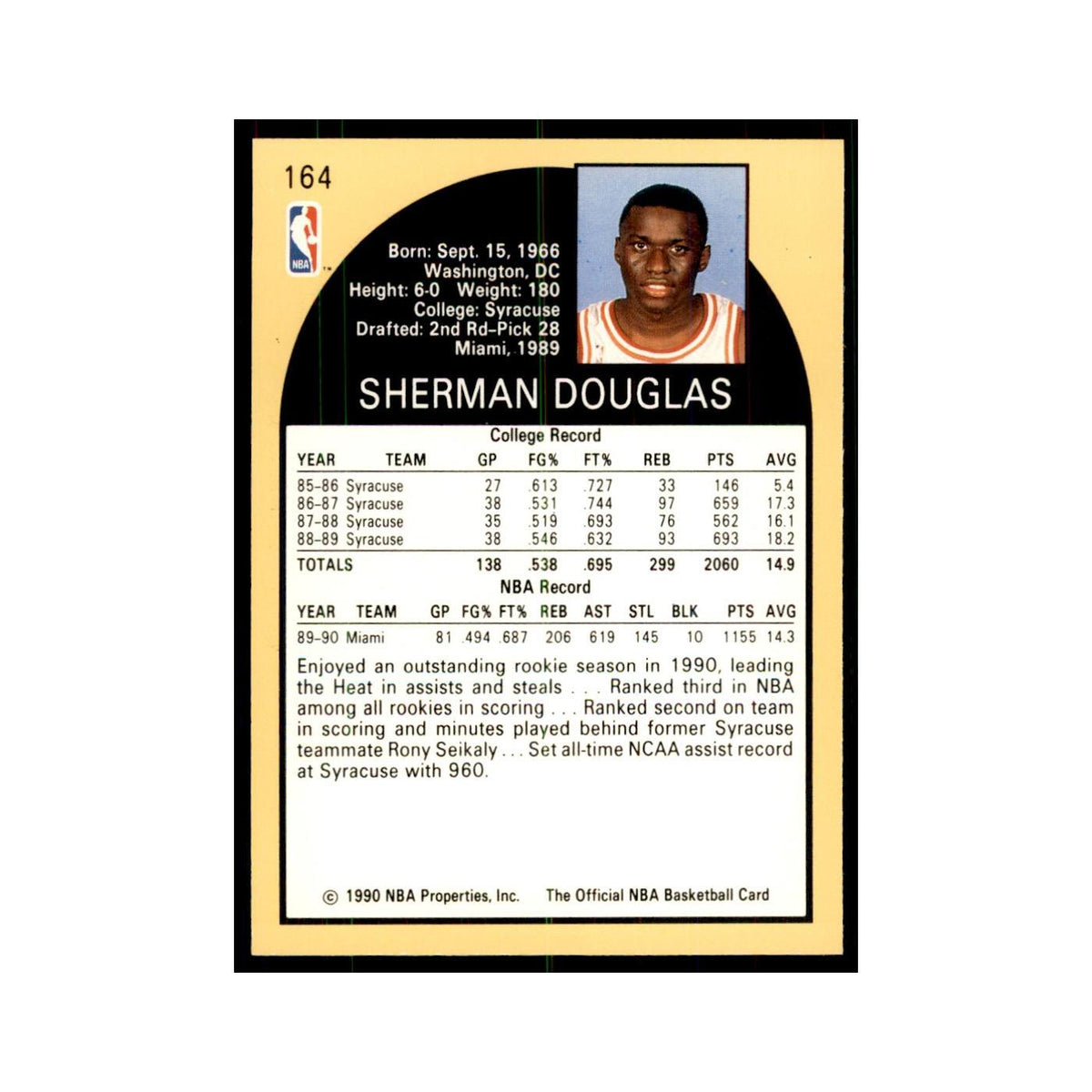 1990 NBA Hoops Sherman Douglas RC Basketball Cards #164