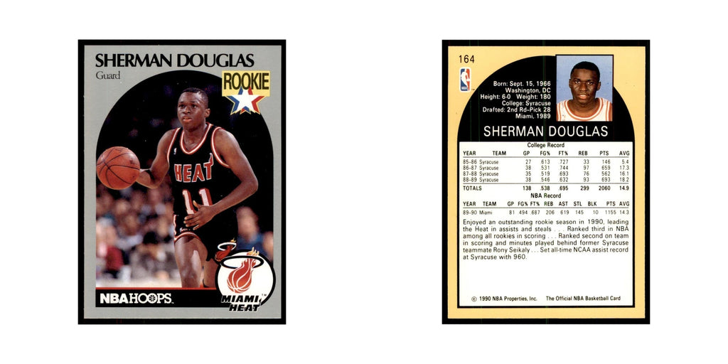 1990 NBA Hoops Sherman Douglas RC Basketball Cards #164