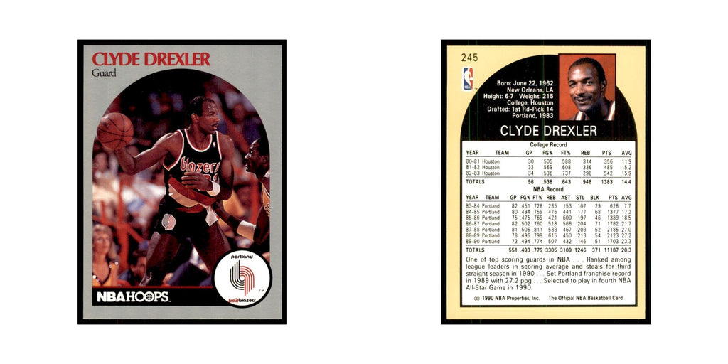 1990 NBA Hoops Clyde Drexler Basketball Cards #245