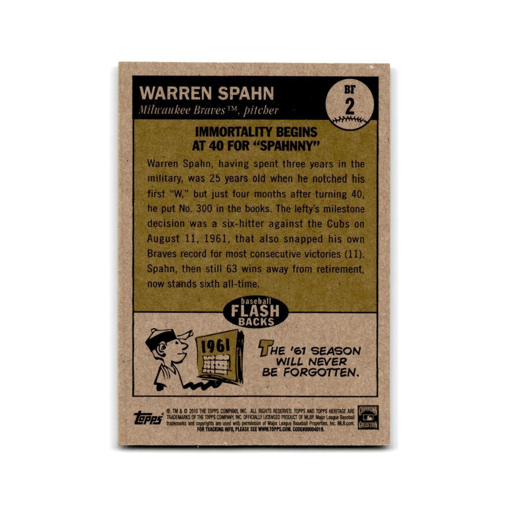 2010 Topps Heritage Warren Spahn Milwaukee Braves #BF2