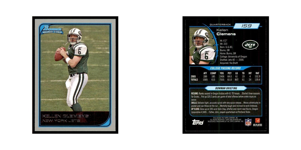 2006 Bowman Kellen Clemens Football Cards #159