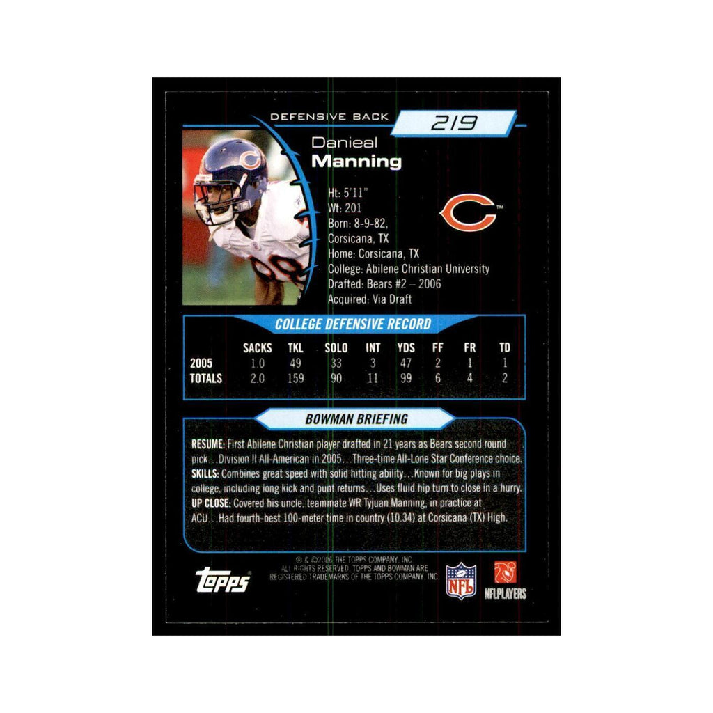 2006 Bowman Danieal Manning Football Cards #219