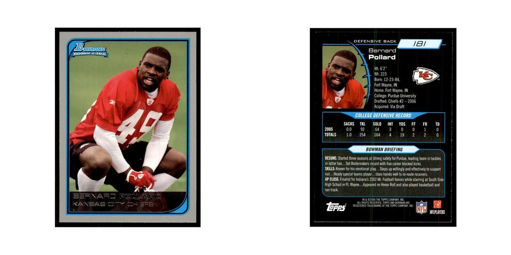 2006 Bowman Bernard Pollard Football Cards #181