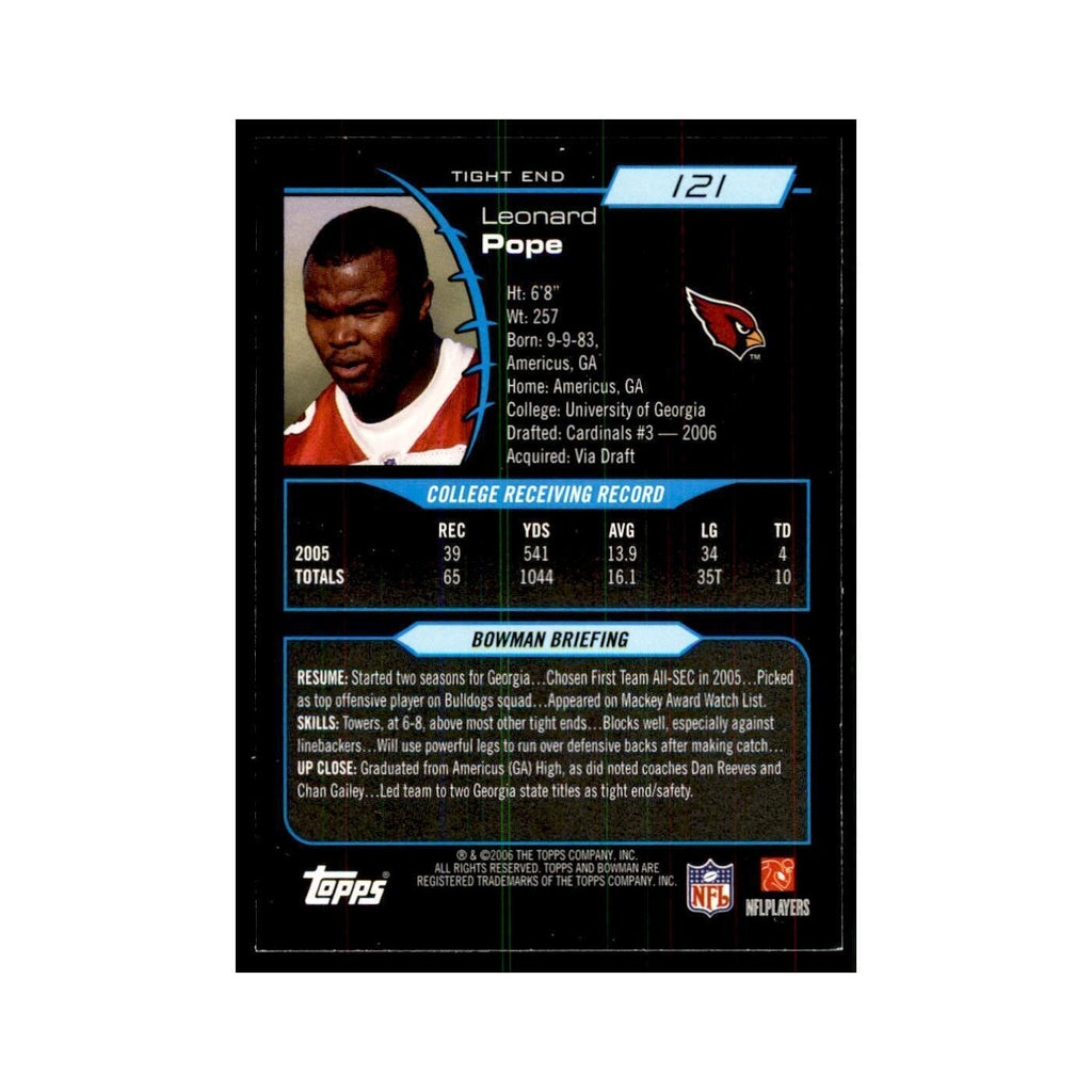 2006 Bowman Leonard Pope Football Cards #121
