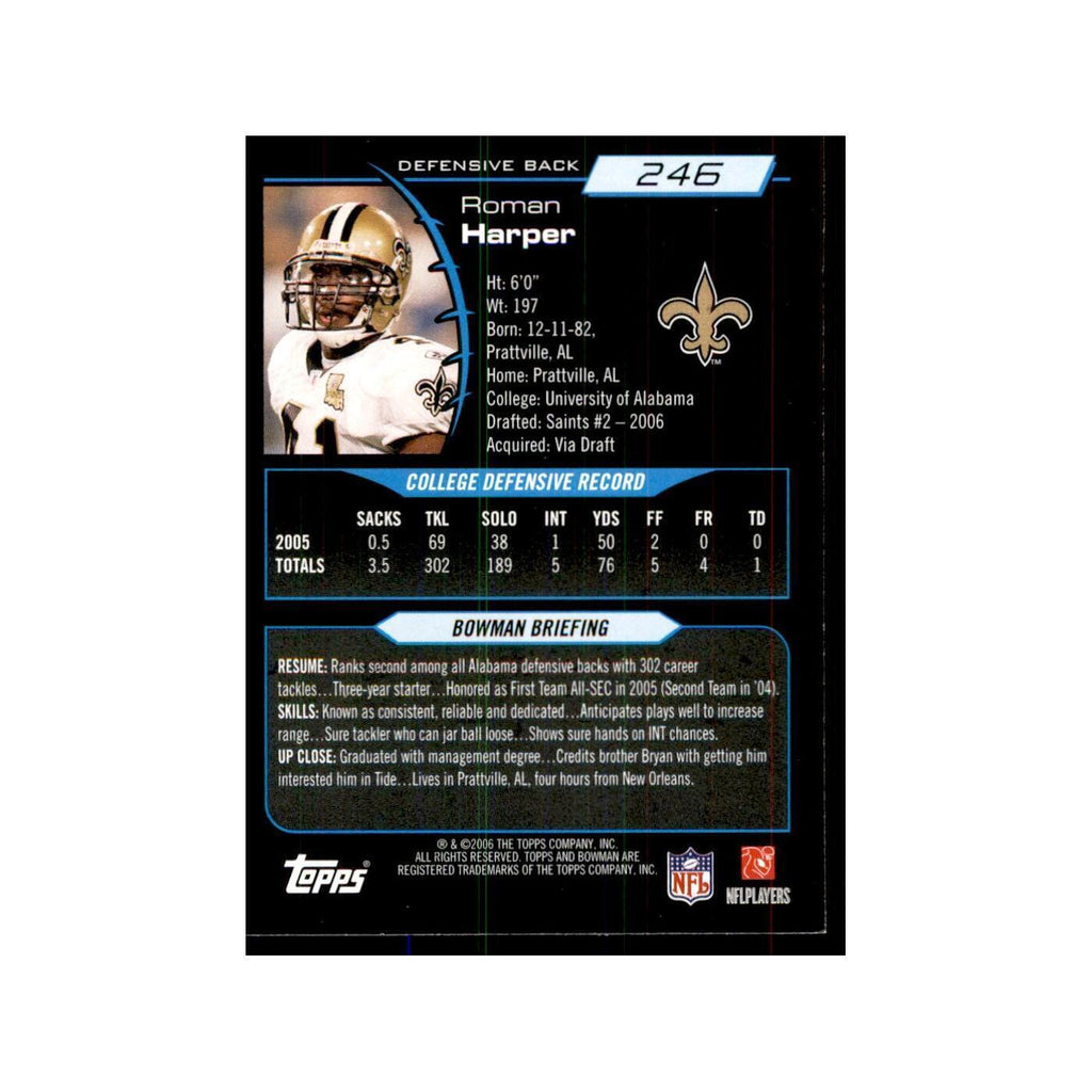 2006 Bowman Roman Harper Football Cards #246