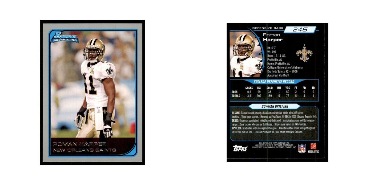 2006 Bowman Roman Harper Football Cards #246