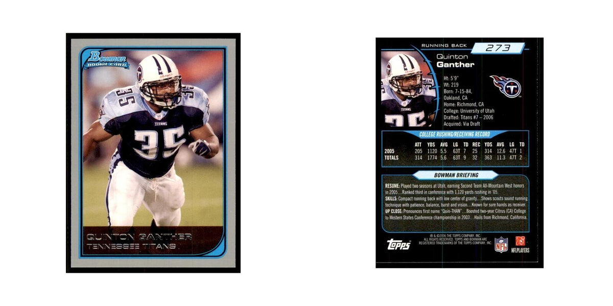 2006 Bowman Quinton Ganther Football Cards #273