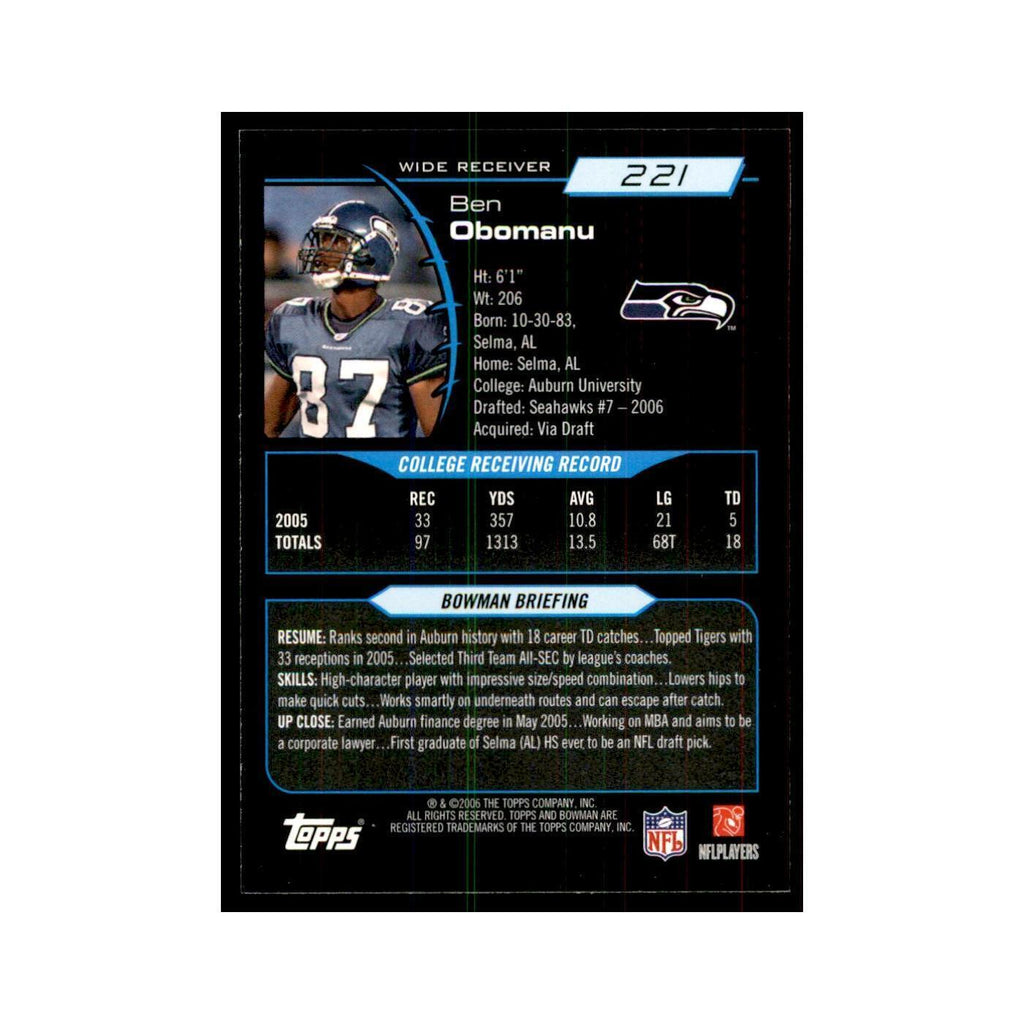 2006 Bowman Ben Obomanu Football Cards #221