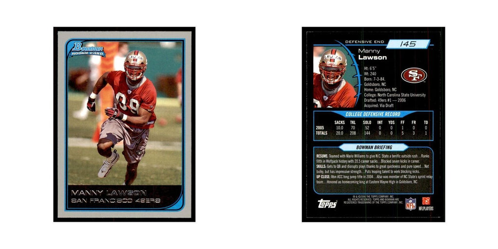 2006 Bowman Manny Lawson Football Cards #145