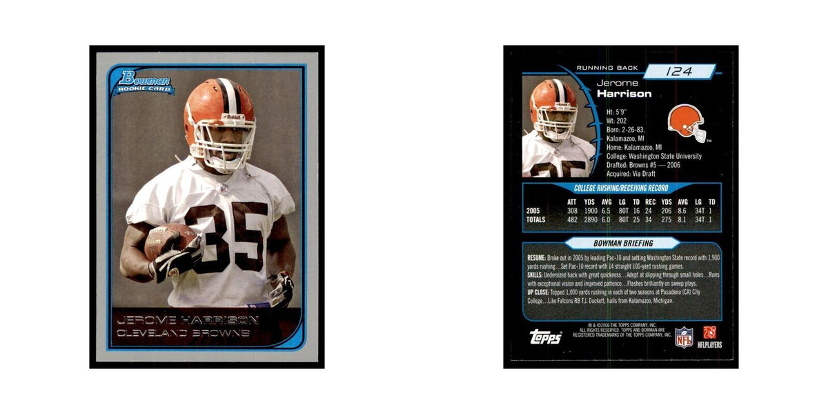 2006 Bowman Jerome Harrison Football Cards #124