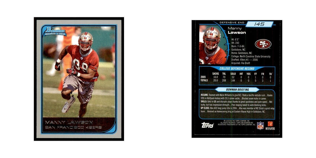 2006 Bowman Manny Lawson Football Cards #145